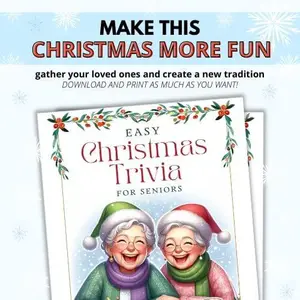 Easy Christmas Trivia for Seniors Printable Game - Shop Now!