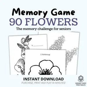 Flower Memory Game for Seniors: 90 Flowers