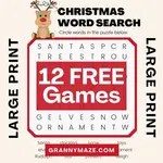 Large Print Christmas Word Search Games @grannymaze