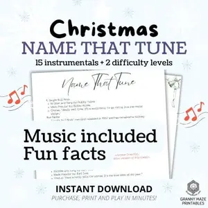 Christmas Name That Tune printable game with music included. Print and play in minutes.