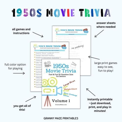 1950s Movie Trivia: Fast & Fun! 15-Question Quiz for Seniors