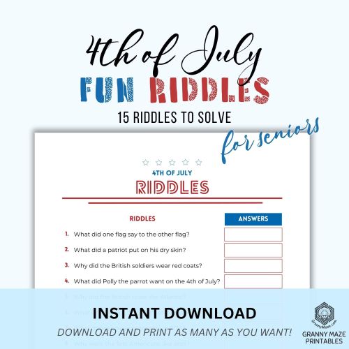 Get this instant download 4th of July Riddles Game in store now!