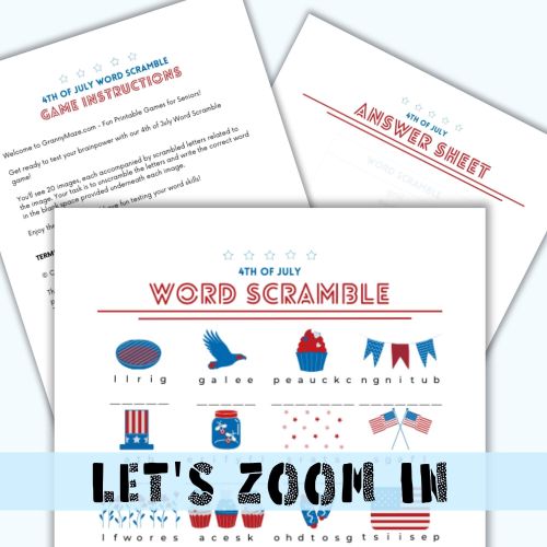 Get this printable 4th of July Word Scramble Game is in store now!