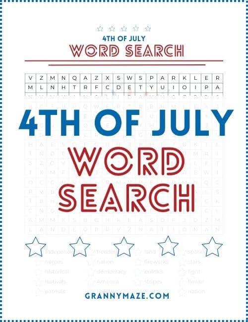4th of July Word Search Game