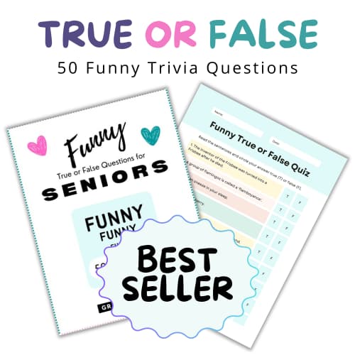 Preview pages from the 50 Funny True or False printable trivia game