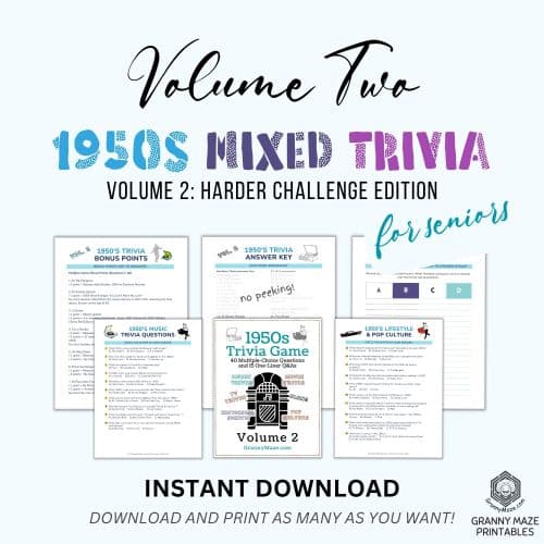 Get this 50s Trivia Questions and Answers Game: Volume 2 for a harder challenge