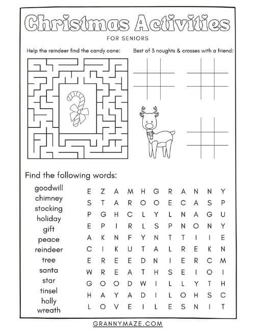 Printable Christmas Games for Senior Citizens @grannymaze