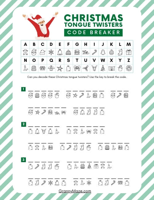 Printable Christmas Tongue Twister Game @grannymaze