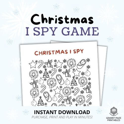 Printable Christmas I Spy game. Download. Print. Play!