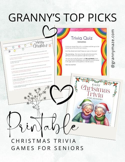Printable Christmas Trivia for Seniors: Granny's Top 9 Games @grannymaze