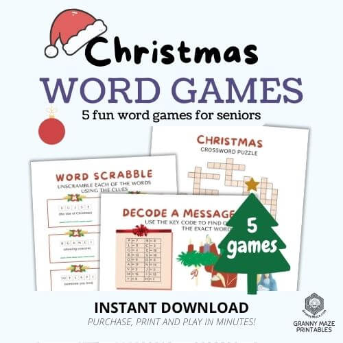 5 Christmas Words Games with answers. Download. Print. Play!