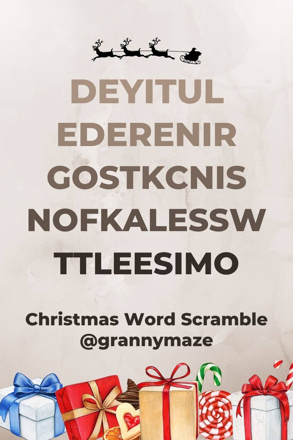 Get your FREE Christmas Word Scramble Game @grannymazeprintables