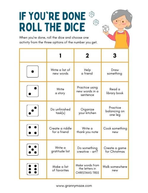 Easy Dice Game for Seniors @grannymaze