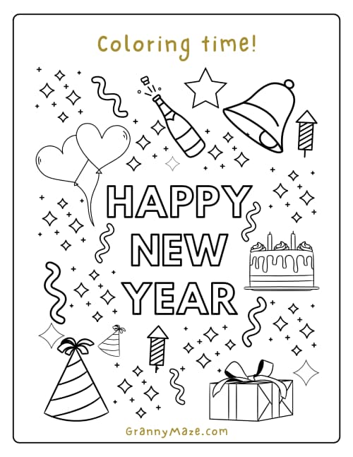 Get 11 Easy New Year's Printable Games for Seniors at GrannyMaze.com