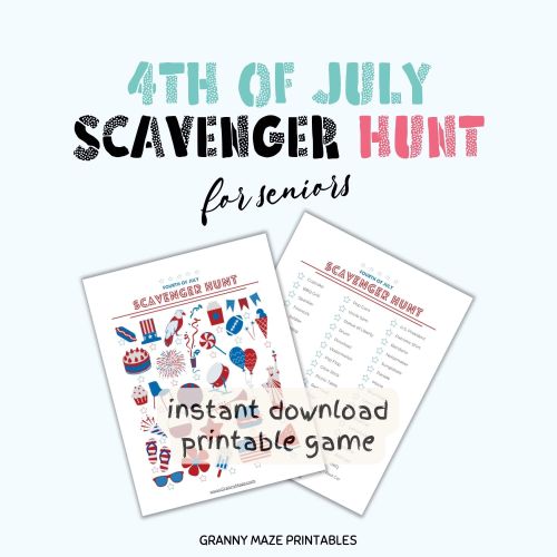 Get this fun printable Fourth of July Scavenger Hunt Game in store now!