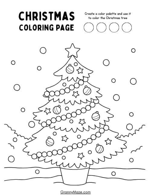 Free Christmas Tree Coloring Page @grannymaze