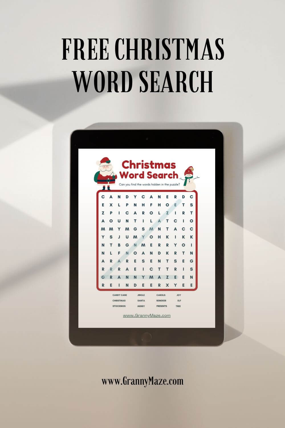 Get your FREE Christmas Word Search Game @grannymazeprintables