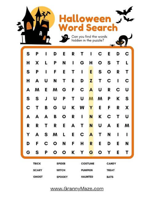Here's The Free Large Print Halloween Word Search Download