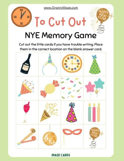 Free Matching Games for seniors. Cards to cut out @grannymaze