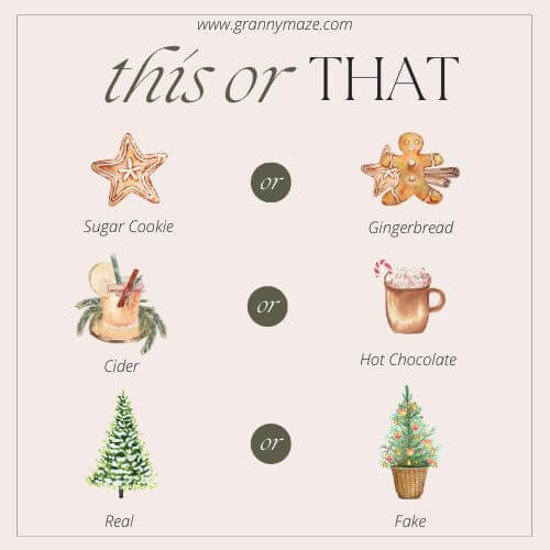 Free Printable Christmas This or THAT Word Game @grannymaze