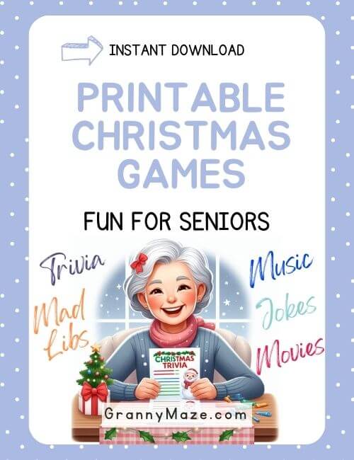 12 Fun Printable Christmas Games for Seniors @grannymaze