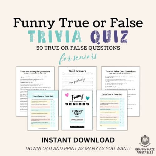 Get this 50 Funny True or False Questions Game now.