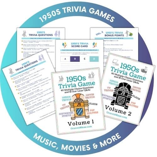 Preview of 1950s Trivia for Seniors games volume 1 and 2
