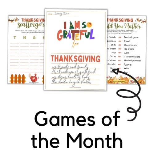 The game of the month is the Thanksgiving Day Activities Game Bundle