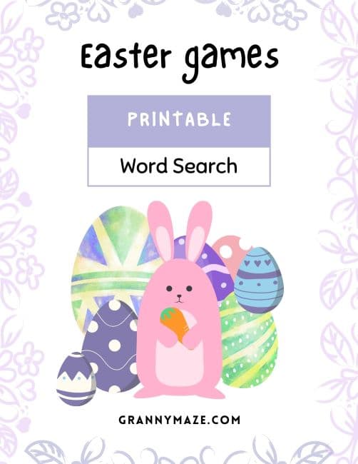 Large Print Easter Word Search Game at Grannymaze.com