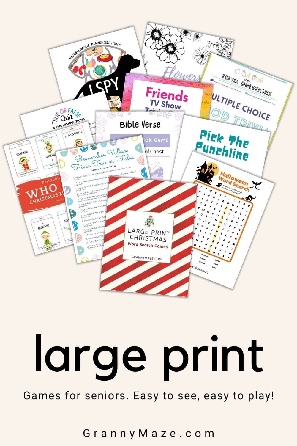 Here are 12 Large Print Games for Seniors you can print and play in minutes