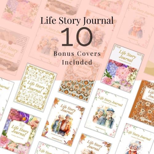 10 Bonus Life Story Journal Cover Designs for Grandparents, Grandma and Grandpa in store now.