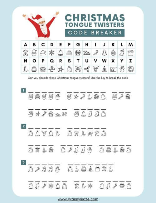 Printable Christmas Games with Answers @grannymaze