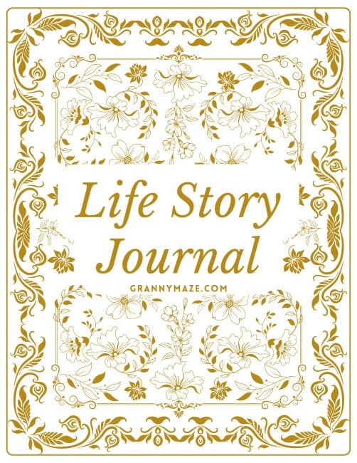 Gold Printable Journal Cover for My Life Story Journal for Grandparents Option