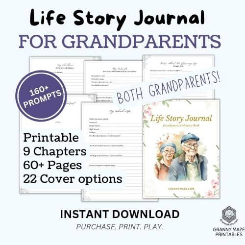 Printable Life Story Journal for Both Grandparents: Grandma and Grandpa
