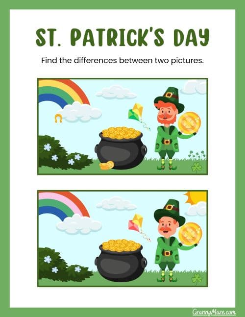 St. Patrick's Day Missing in Picture FREE game
