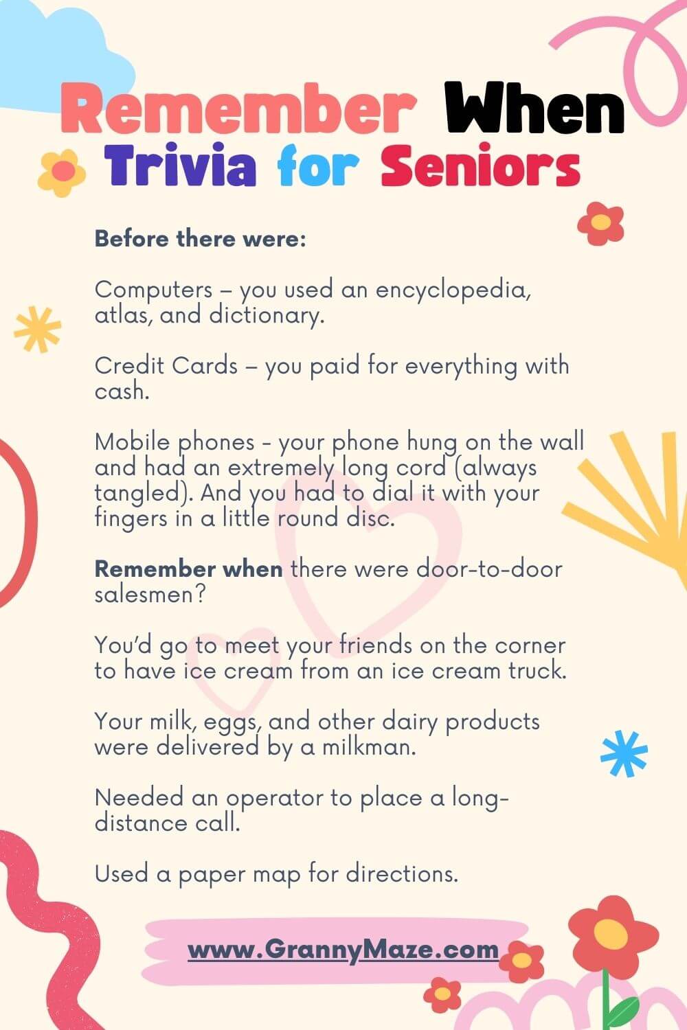 Remember When Trivia for Seniors: 22 Questions to Wake Up Your Brain at Grannymaze.com