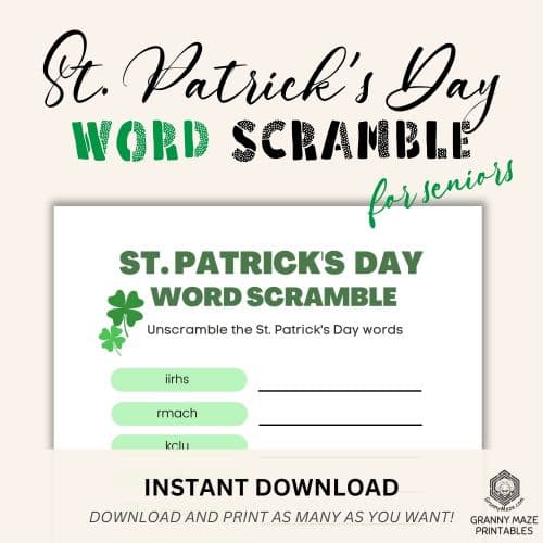 St. Patrick's Day Word Scramble Game - Get your copy now!