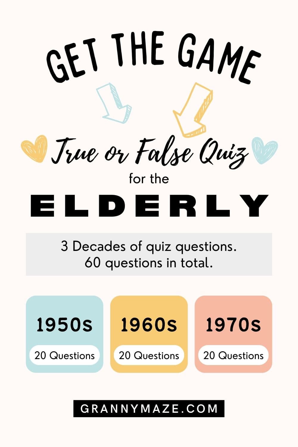 True or False Quiz for the Elderly with Answers: 3 Game Bundle. 60 Questions from 1950s, 60s and 70s. In game store now @grannymaze