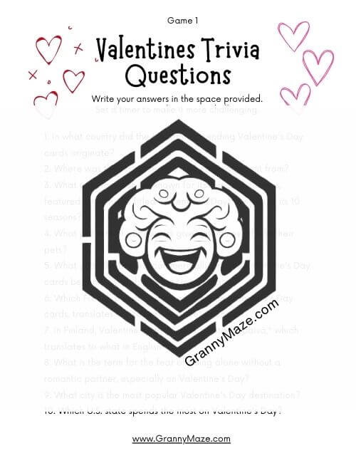 Valentines Trivia for Seniors: Game 1 @grannymaze
