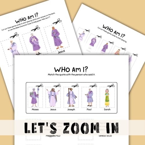 Click here to zoom in to See What's Included in the Who Am I? Bible Game